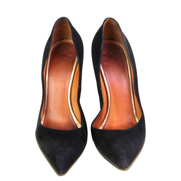 Givenchy BLACK GENUINE LEATHER SUEDE HIGH HEEL POINTED CLASSIC PUMP SHOES Sz 38 - Picture 2 of 13